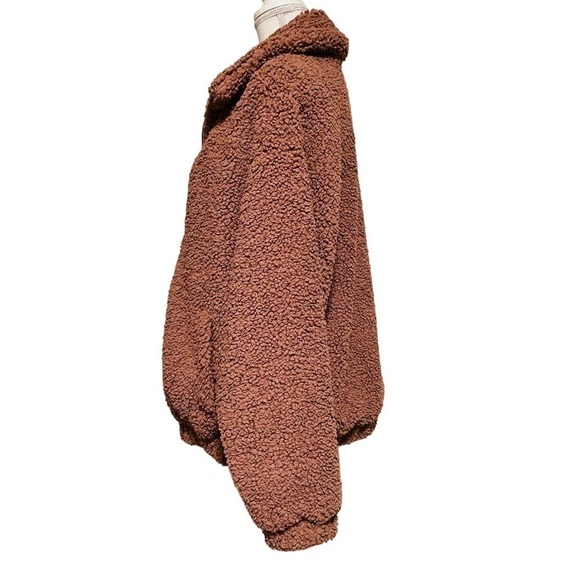 EASEL WOMENS OVERSIZED LIGHT MAUVE TEDDY ZIPPERED JACKET SIZE MEDIUM - Picture 2 of 11